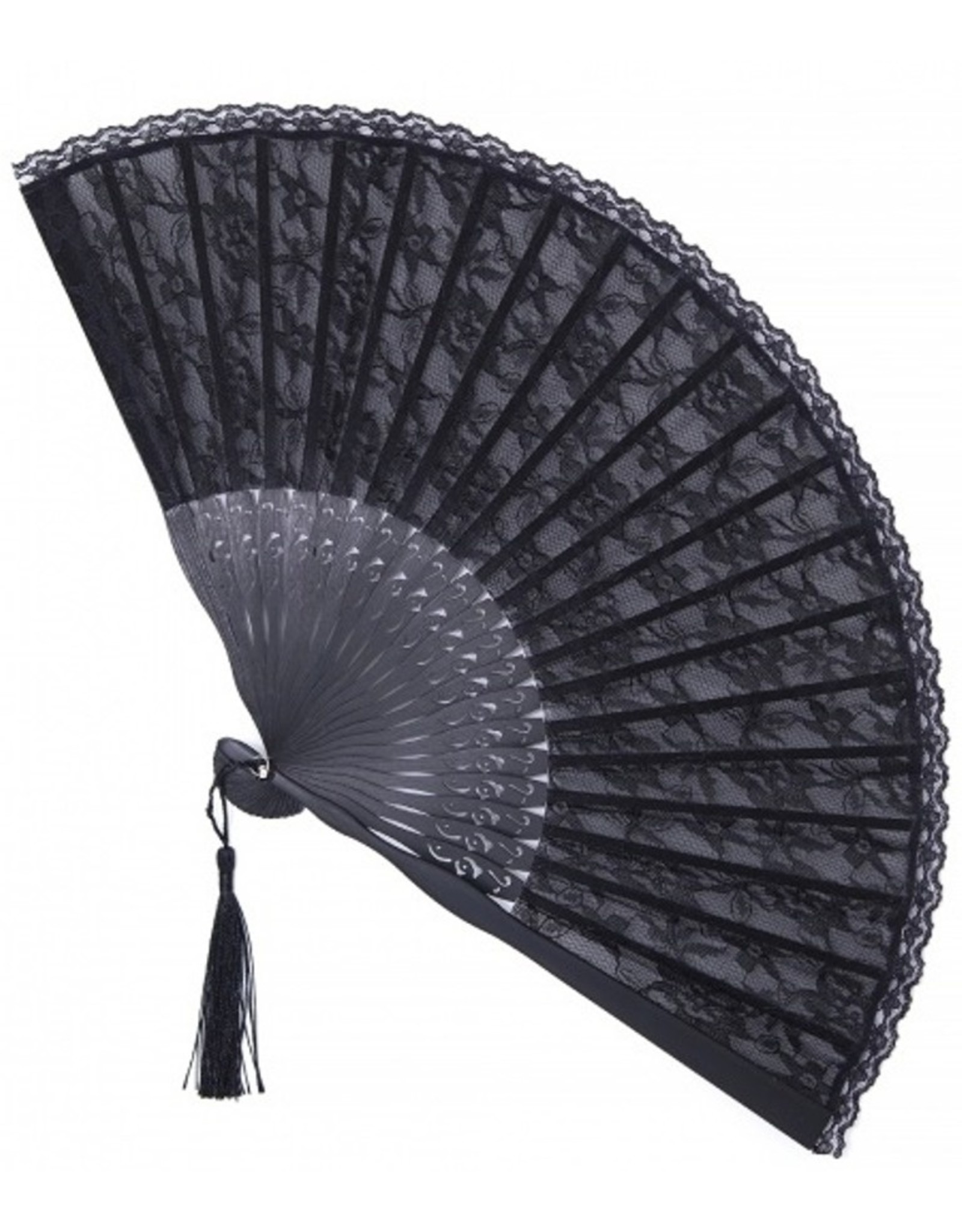 Banned Gothic Steampunk accessories - Gothic Lace Fan with Bamboo Frame Oxana