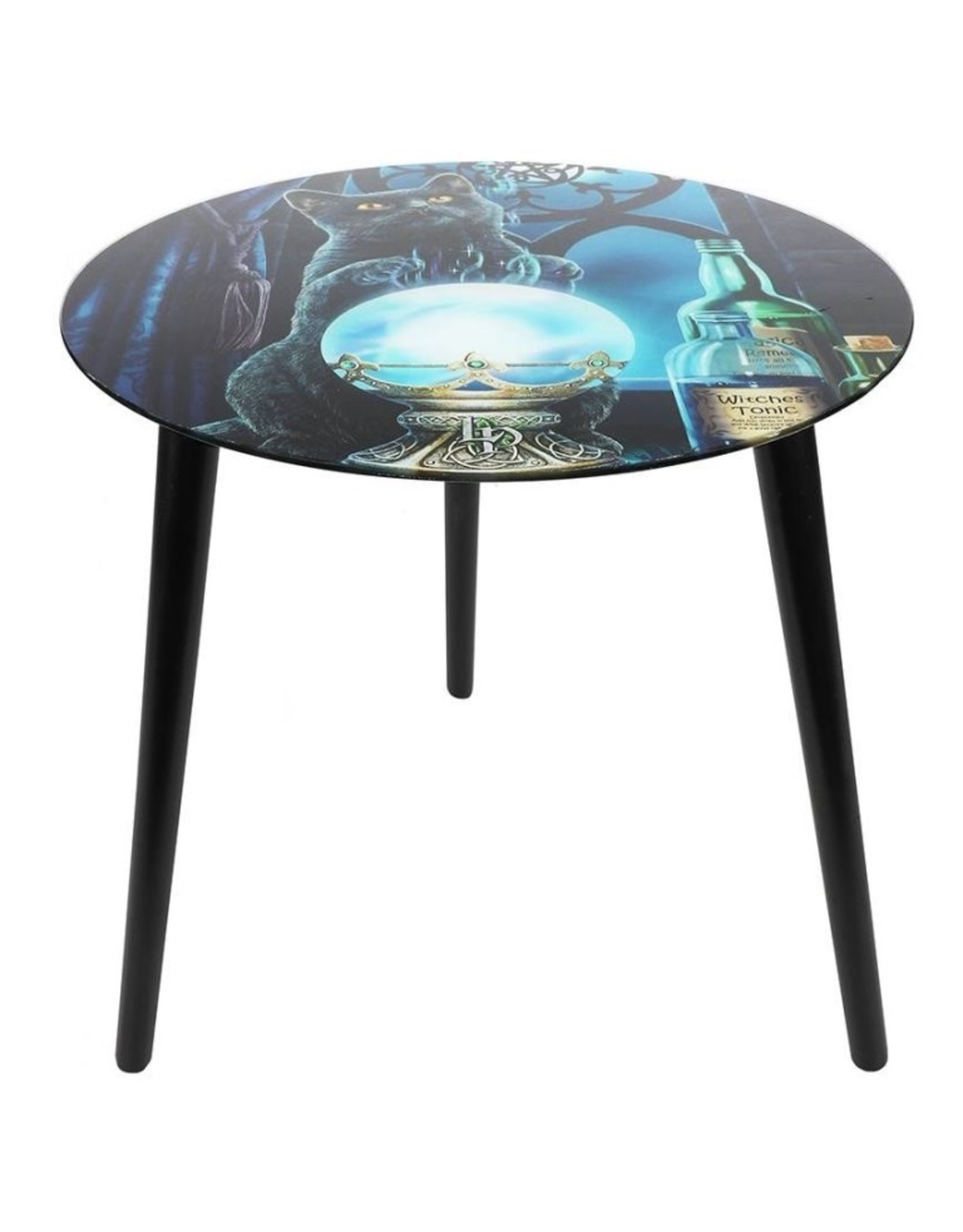 Lisa Parker Miscellaneous -  Glass Table with Black Cat Witches Apprentice by Lisa Parker