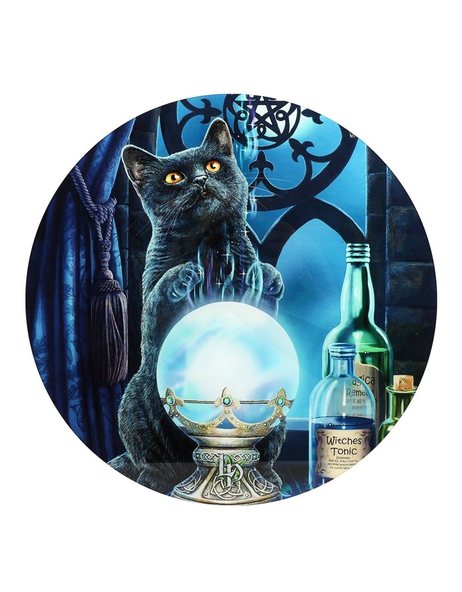 Lisa Parker Miscellaneous -  Glass Table with Black Cat Witches Apprentice by Lisa Parker