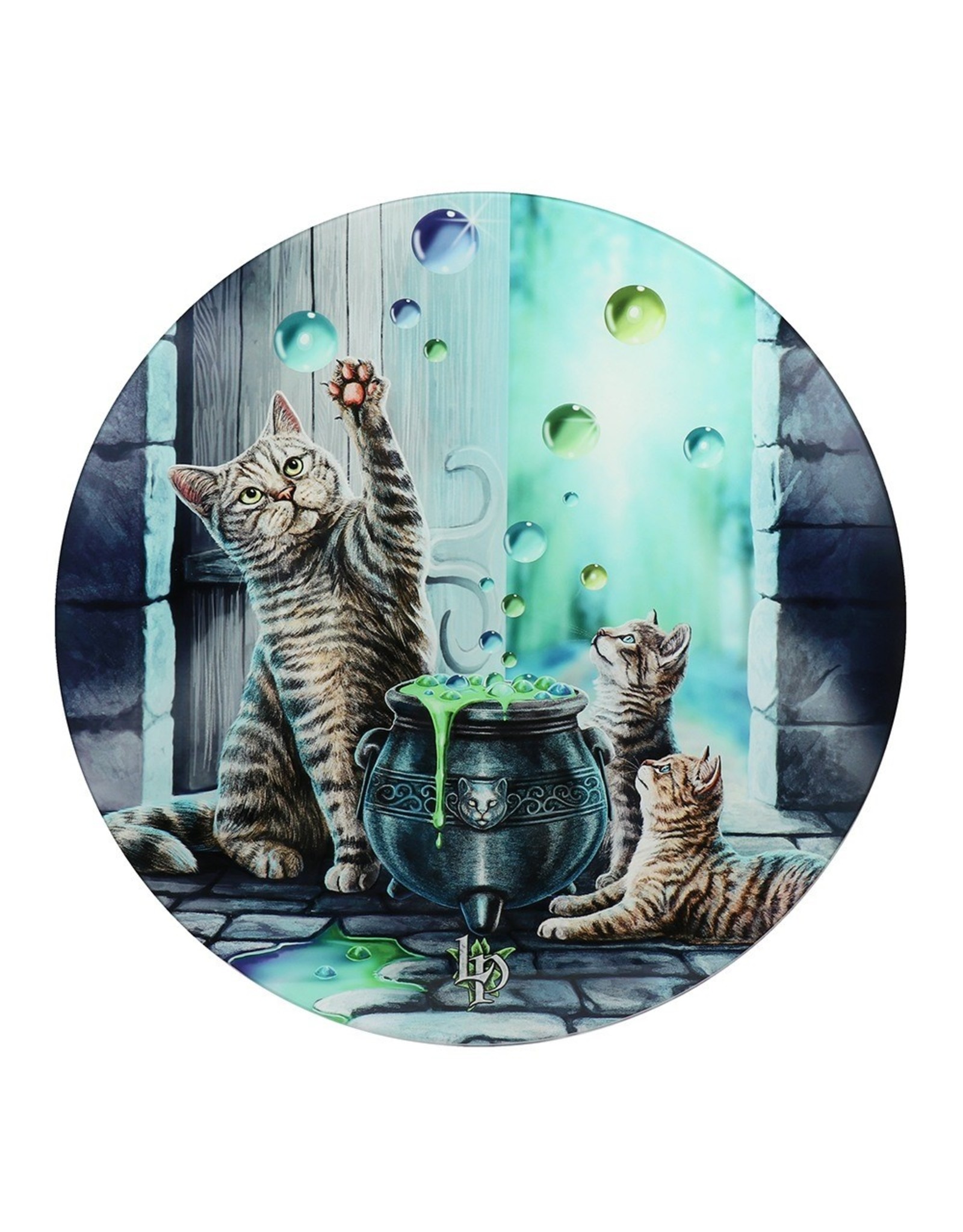 Lisa Parker Miscellaneous -  Glass Table with Cats and Cauldron Hubble Bubble by Lisa Parker