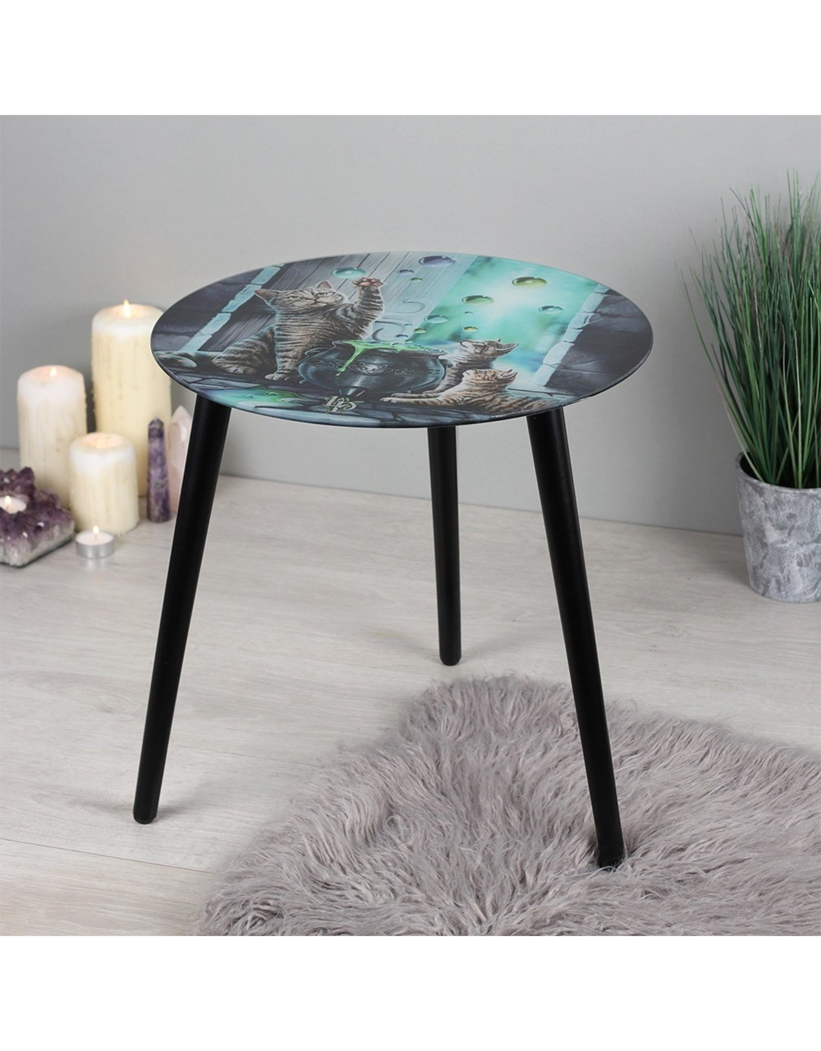Lisa Parker Miscellaneous -  Glass Table with Cats and Cauldron Hubble Bubble by Lisa Parker