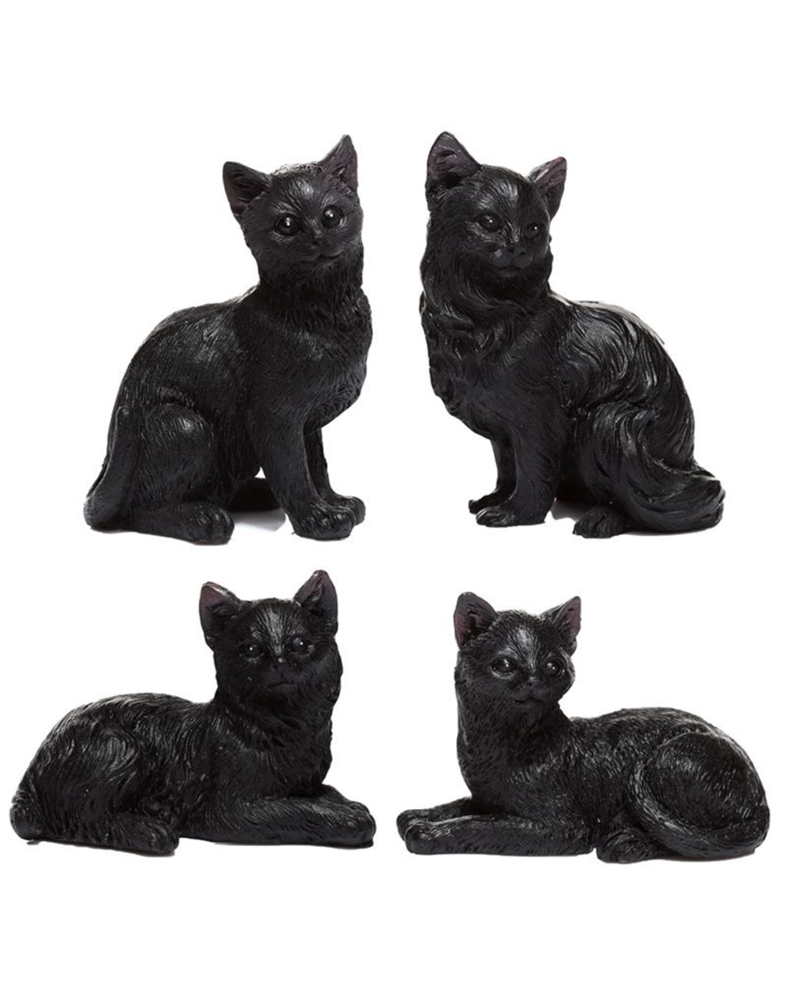 Trukado Giftware & Lifstyle - Zwarte Kat Miniatuur Beeldjes set van 12