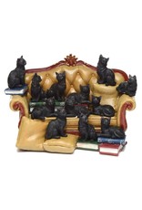 Trukado Giftware & Lifstyle - Zwarte Kat Miniatuur Beeldjes set van 12