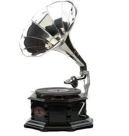 Trukado Gramophone - Old-fashioned record player with horn  OCTAGONAL - (zwart)