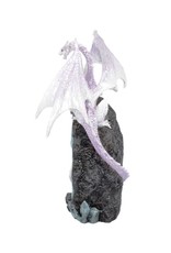 Alator Giftware Figurines Collectables - Glacial Custodian White Dragon Sitting on a Geode LED