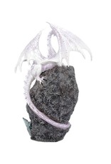 Alator Giftware Figurines Collectables - Glacial Custodian White Dragon Sitting on a Geode LED