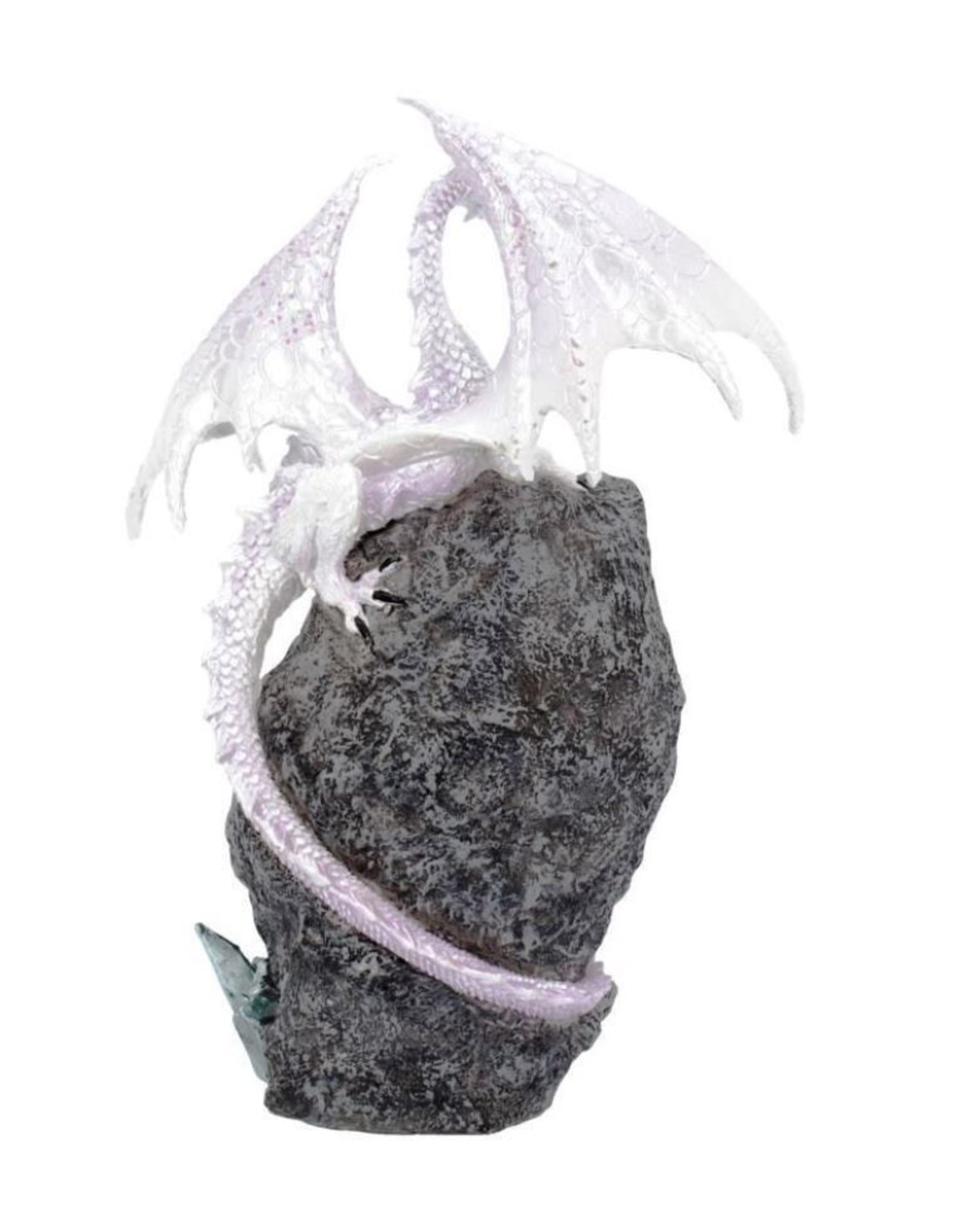 Alator Giftware Figurines Collectables - Glacial Custodian White Dragon Sitting on a Geode LED