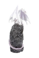 Alator Giftware Figurines Collectables - Glacial Custodian White Dragon Sitting on a Geode LED