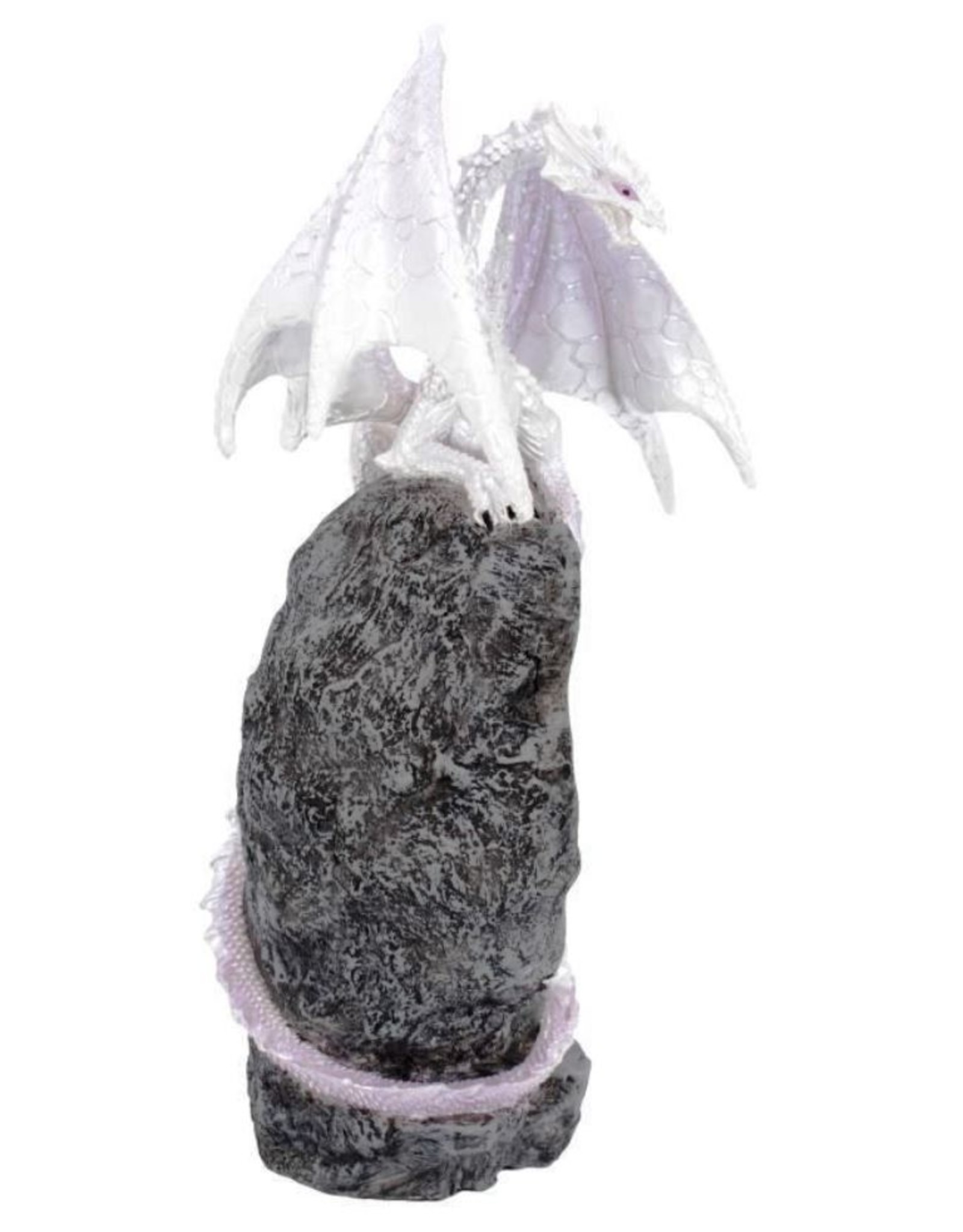 Alator Giftware Figurines Collectables - Glacial Custodian White Dragon Sitting on a Geode LED