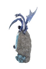 Alator Giftware Figurines Collectables - Cobalt Custodian Blue Dragon on a Geode - LED