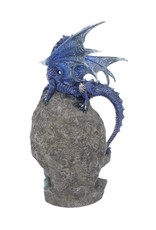 Alator Giftware Figurines Collectables - Cobalt Custodian Blue Dragon on a Geode - LED