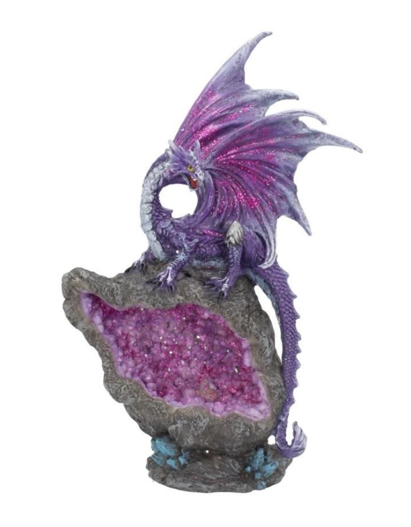 Alator Giftware Figurines Collectables - Amethyst Custodian Purple Dragon on a Geode - LED