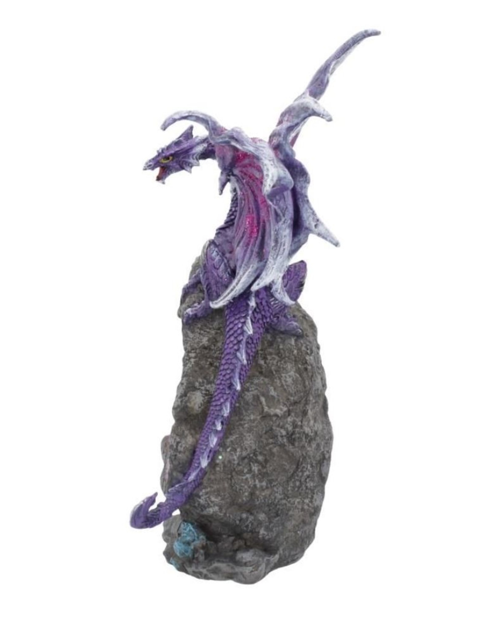 Alator Giftware Figurines Collectables - Amethyst Custodian Purple Dragon on a Geode - LED