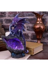 Alator Giftware, beelden, collectables - Amethist Custodian Paarse Draak op een Geode - LED