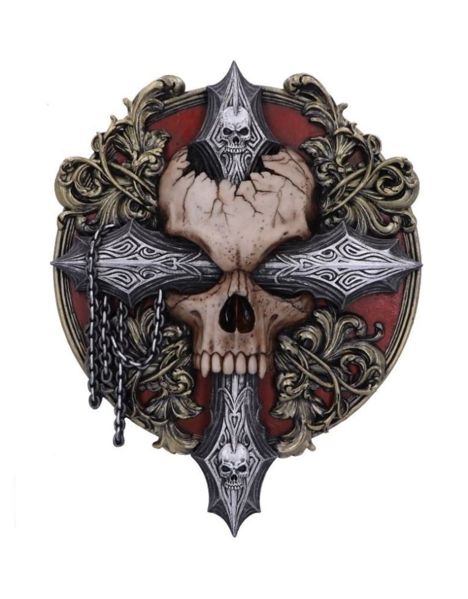 Spiral Giftware & Lifestyle - Cross of Darkness Baroque Skull Wall Plaque - Spiral