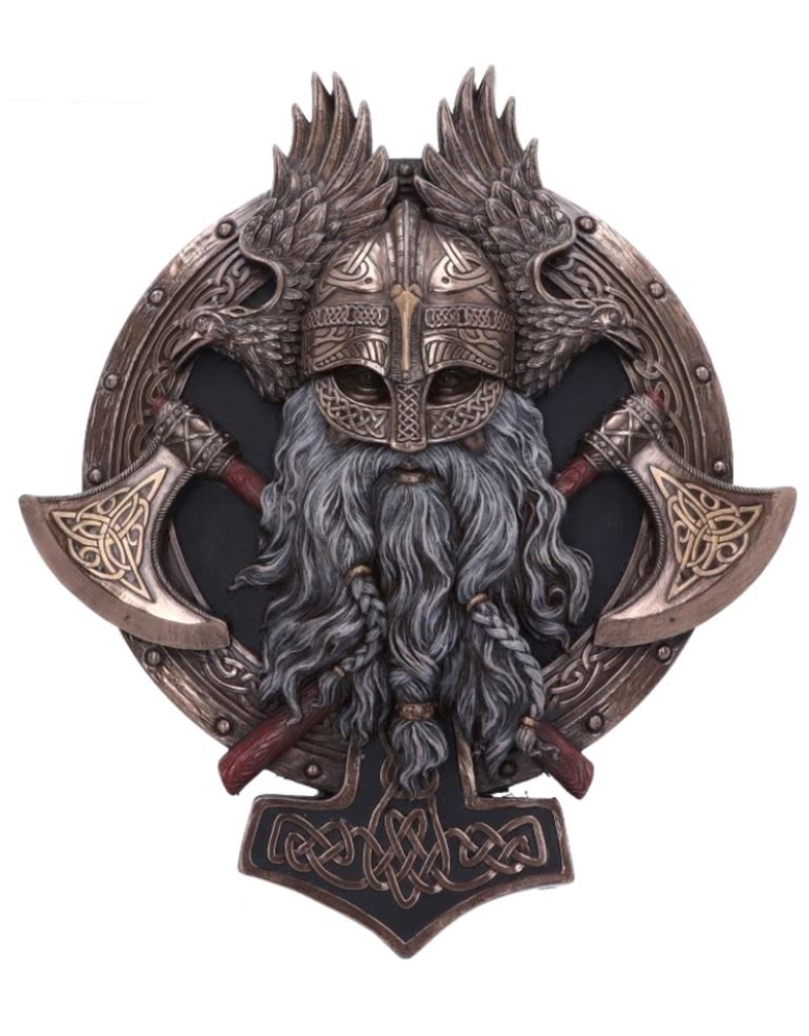 Veronese Design Giftware & Lifestyle - Voor Valhalla Viking met Bijl en Raaf Muurdecoratie - Gebronsd