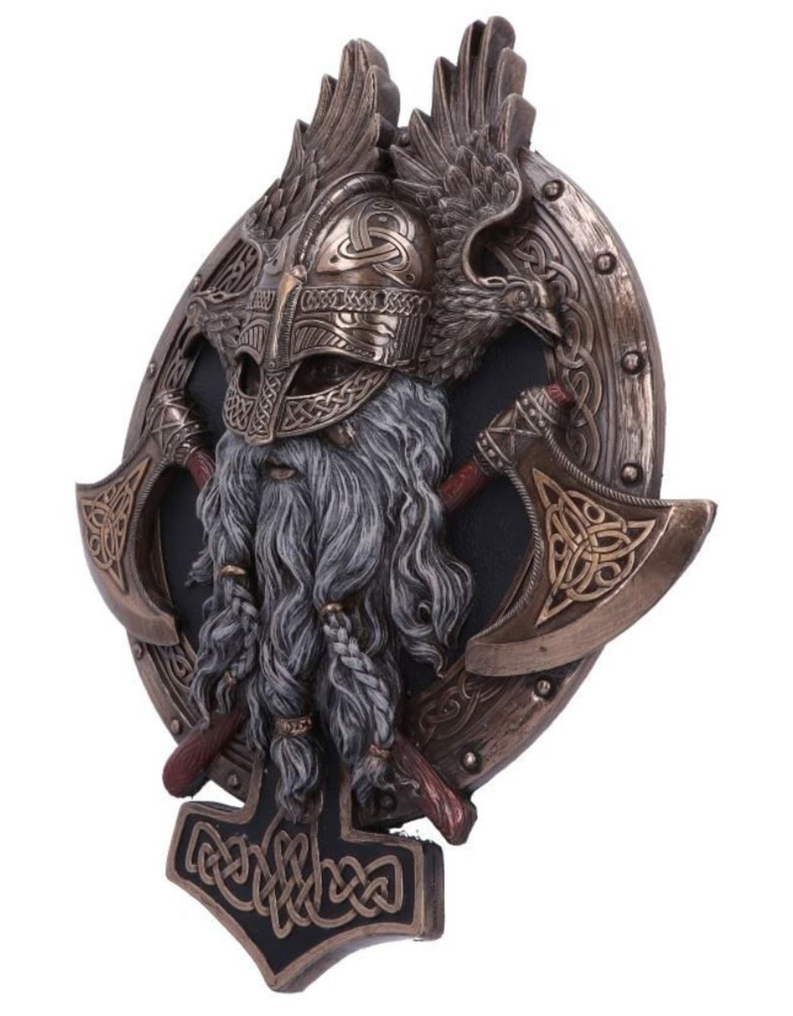 Veronese Design Giftware & Lifestyle - For Valhalla Viking Axe Hammer Raven Bronzed Wall Plaque