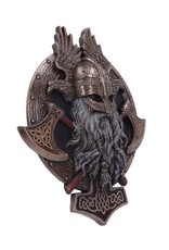 Veronese Design Giftware & Lifestyle - Voor Valhalla Viking met Bijl en Raaf Muurdecoratie - Gebronsd