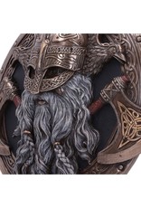 Veronese Design Giftware & Lifestyle - Voor Valhalla Viking met Bijl en Raaf Muurdecoratie - Gebronsd