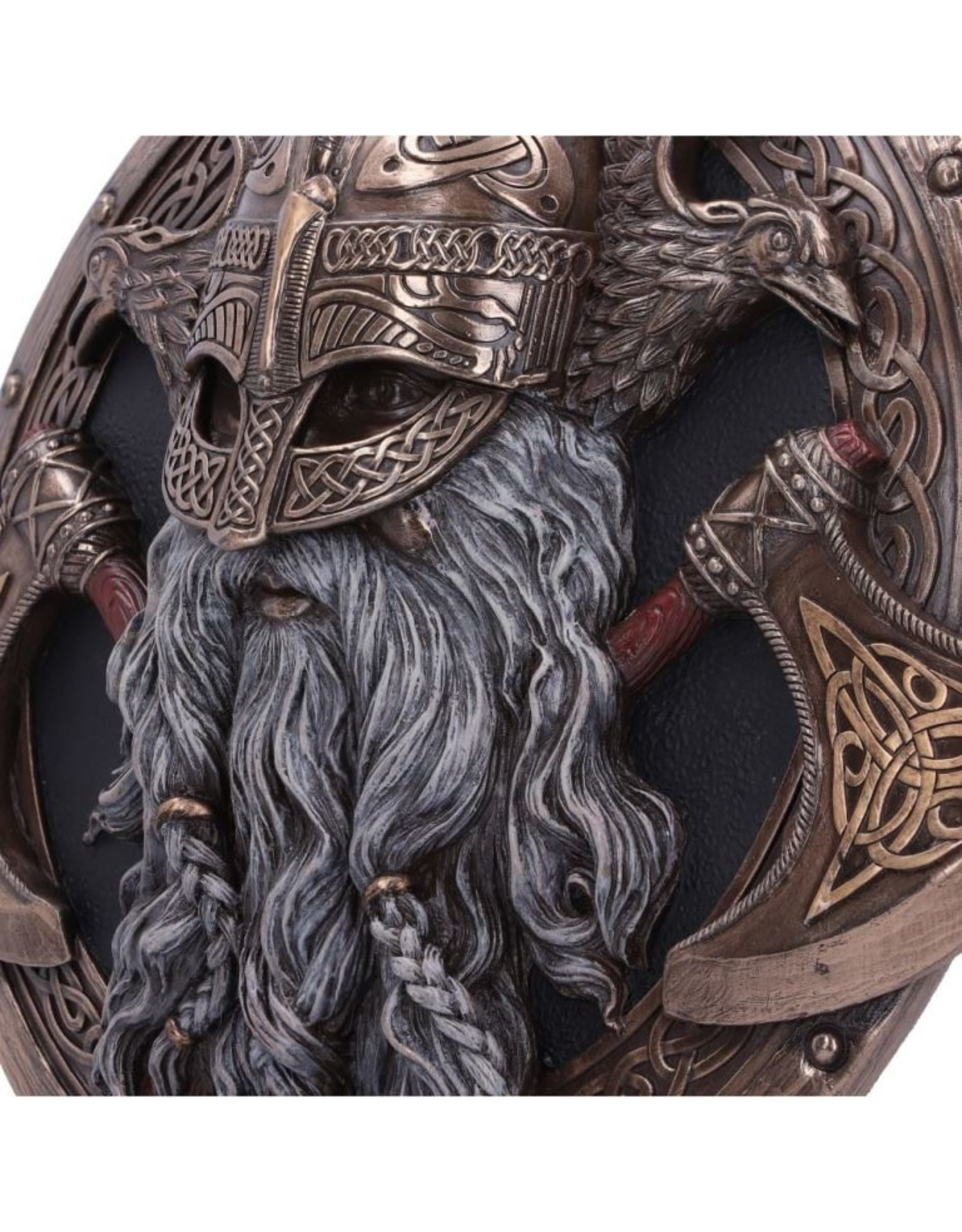 Veronese Design Giftware & Lifestyle - Voor Valhalla Viking met Bijl en Raaf Muurdecoratie - Gebronsd