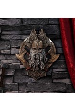 Veronese Design Giftware & Lifestyle - Voor Valhalla Viking met Bijl en Raaf Muurdecoratie - Gebronsd