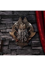 Veronese Design Giftware & Lifestyle - Voor Valhalla Viking met Bijl en Raaf Muurdecoratie - Gebronsd