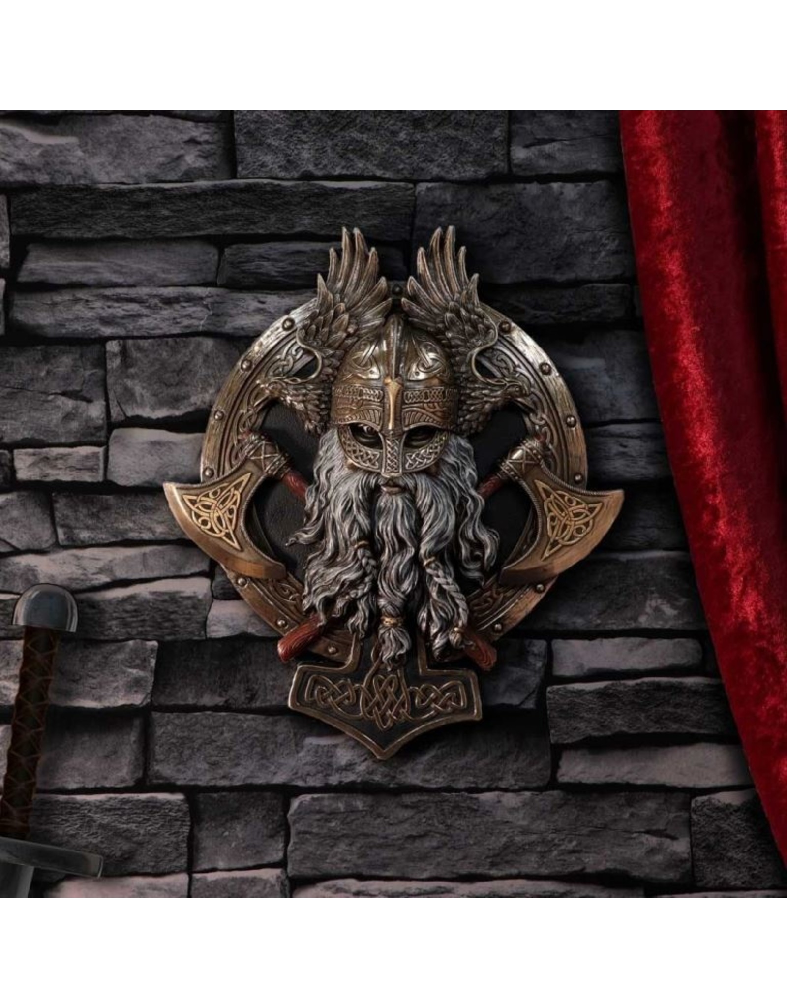 Veronese Design Giftware & Lifestyle - For Valhalla Viking Axe Hammer Raven Bronzed Wall Plaque