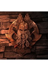 Veronese Design Giftware & Lifestyle - Voor Valhalla Viking met Bijl en Raaf Muurdecoratie - Gebronsd
