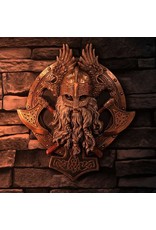 Veronese Design Giftware & Lifestyle - Voor Valhalla Viking met Bijl en Raaf Muurdecoratie - Gebronsd