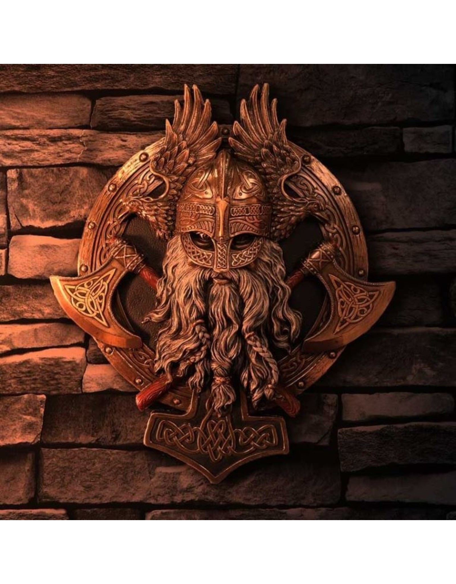 Veronese Design Giftware & Lifestyle - For Valhalla Viking Axe Hammer Raven Bronzed Wall Plaque