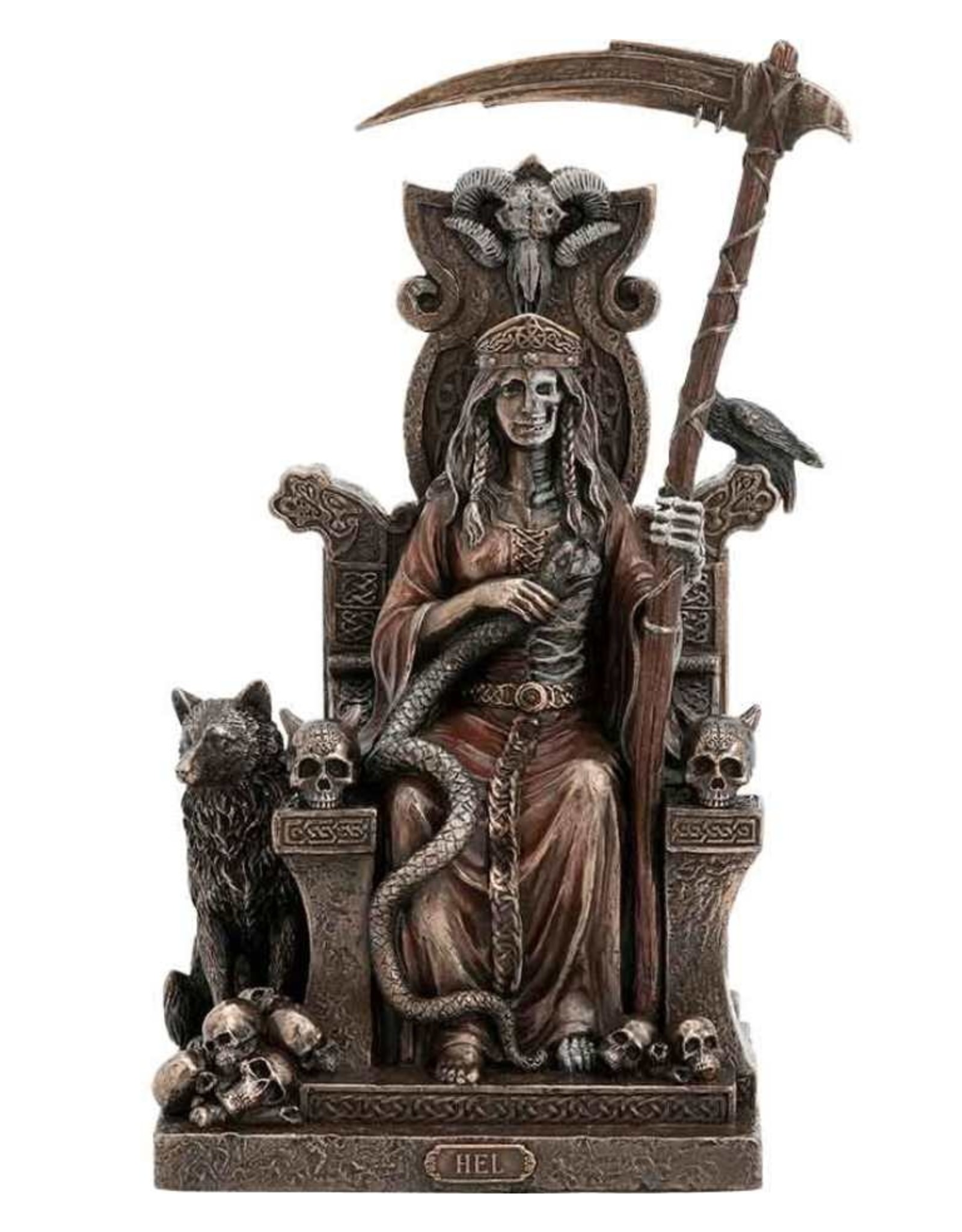 Veronese Design Giftware & Lifestyle - Hel Nordic Goddess of Underworld Sitting on Throne Bronzed Statue