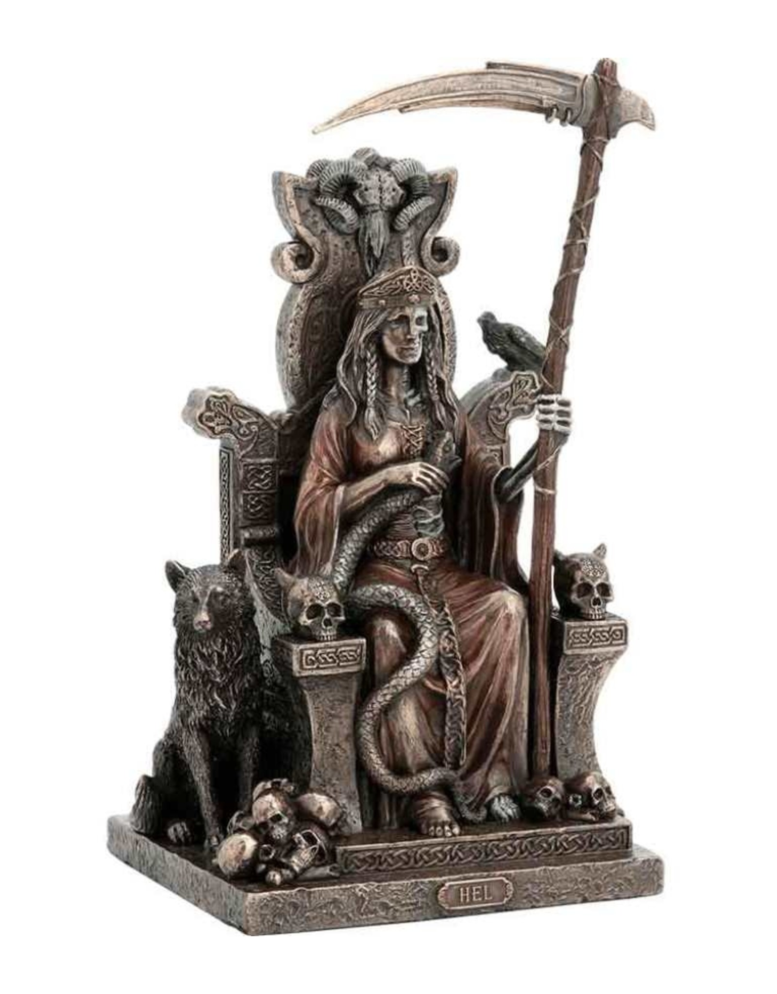 Veronese Design Giftware & Lifestyle - Hel Nordic Goddess of Underworld Sitting on Throne Bronzed Statue