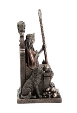 Veronese Design Giftware & Lifestyle - Hel Nordic Goddess of Underworld Sitting on Throne Bronzed Statue