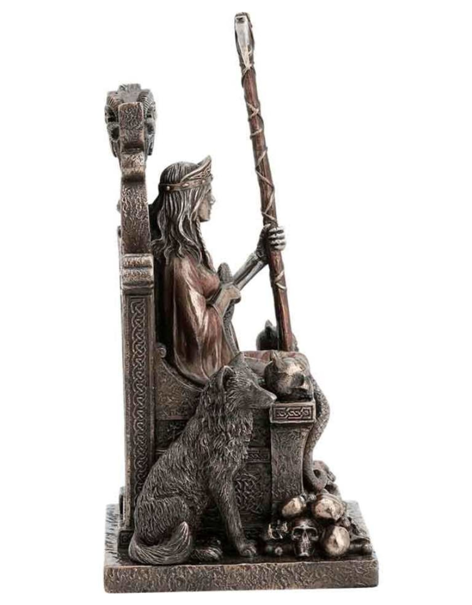 Veronese Design Giftware & Lifestyle - Hel Nordic Goddess of Underworld Sitting on Throne Bronzed Statue