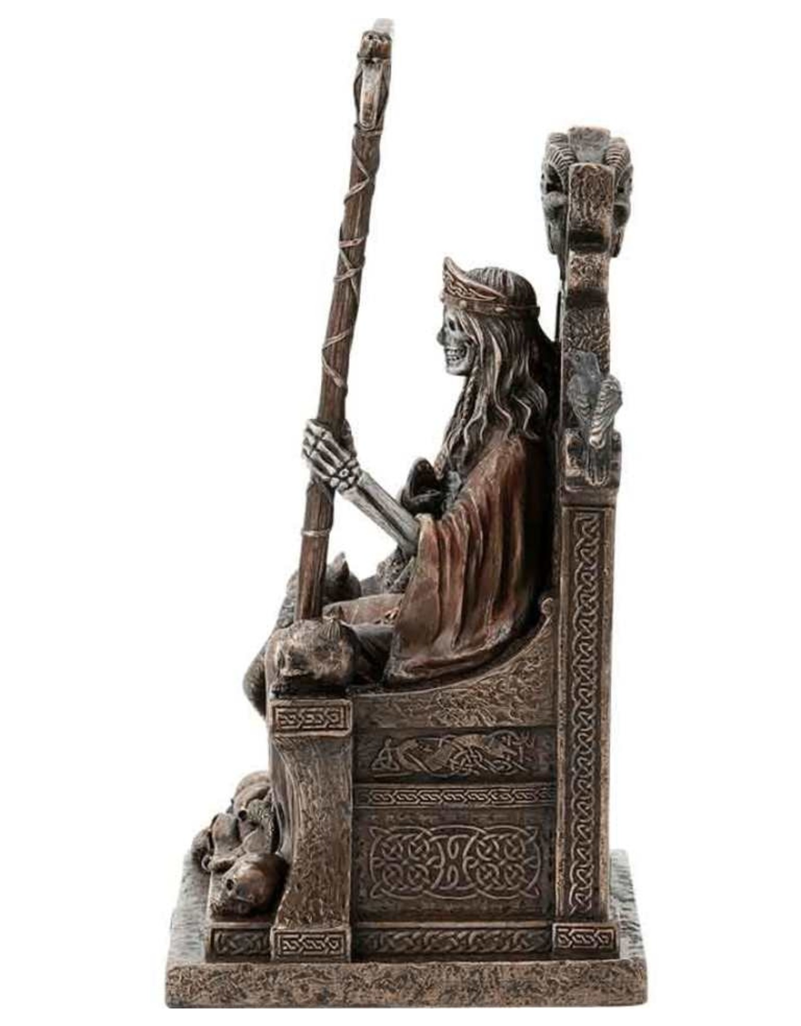 Veronese Design Giftware & Lifestyle - Hel Nordic Goddess of Underworld Sitting on Throne Bronzed Statue