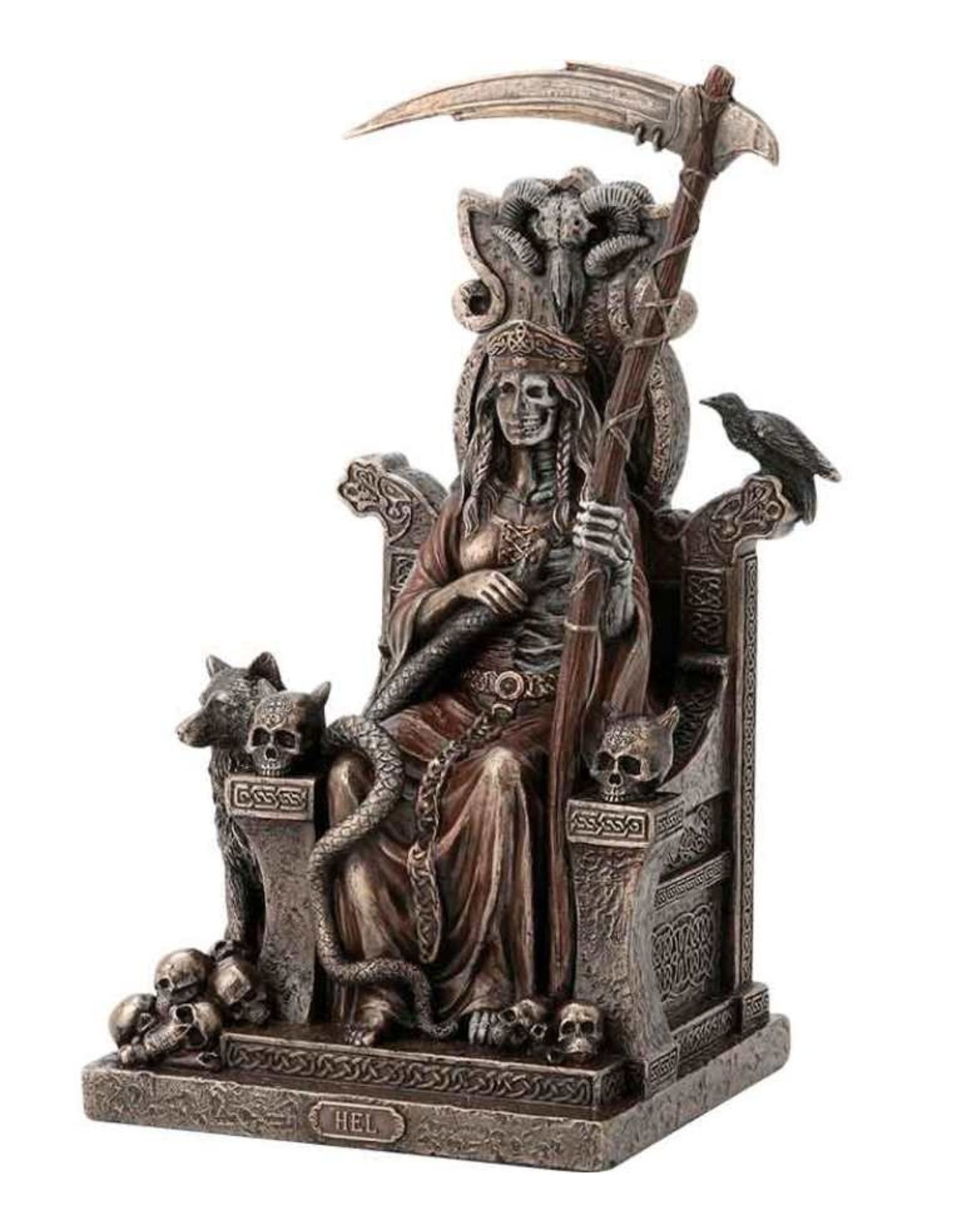 Veronese Design Giftware & Lifestyle - Hel Nordic Goddess of Underworld Sitting on Throne Bronzed Statue