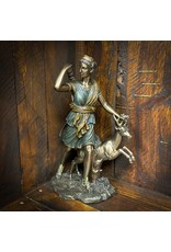 Veronese Design Giftware & Lifestyle - Roman Goddess Diana with Deer Bronzed Statue 28.5cm