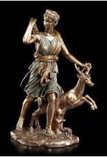 Veronese Design Giftware & Lifestyle - Roman Goddess Diana with Deer Bronzed Statue 28.5cm