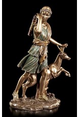 Veronese Design Giftware & Lifestyle - Roman Goddess Diana with Deer Bronzed Statue 28.5cm