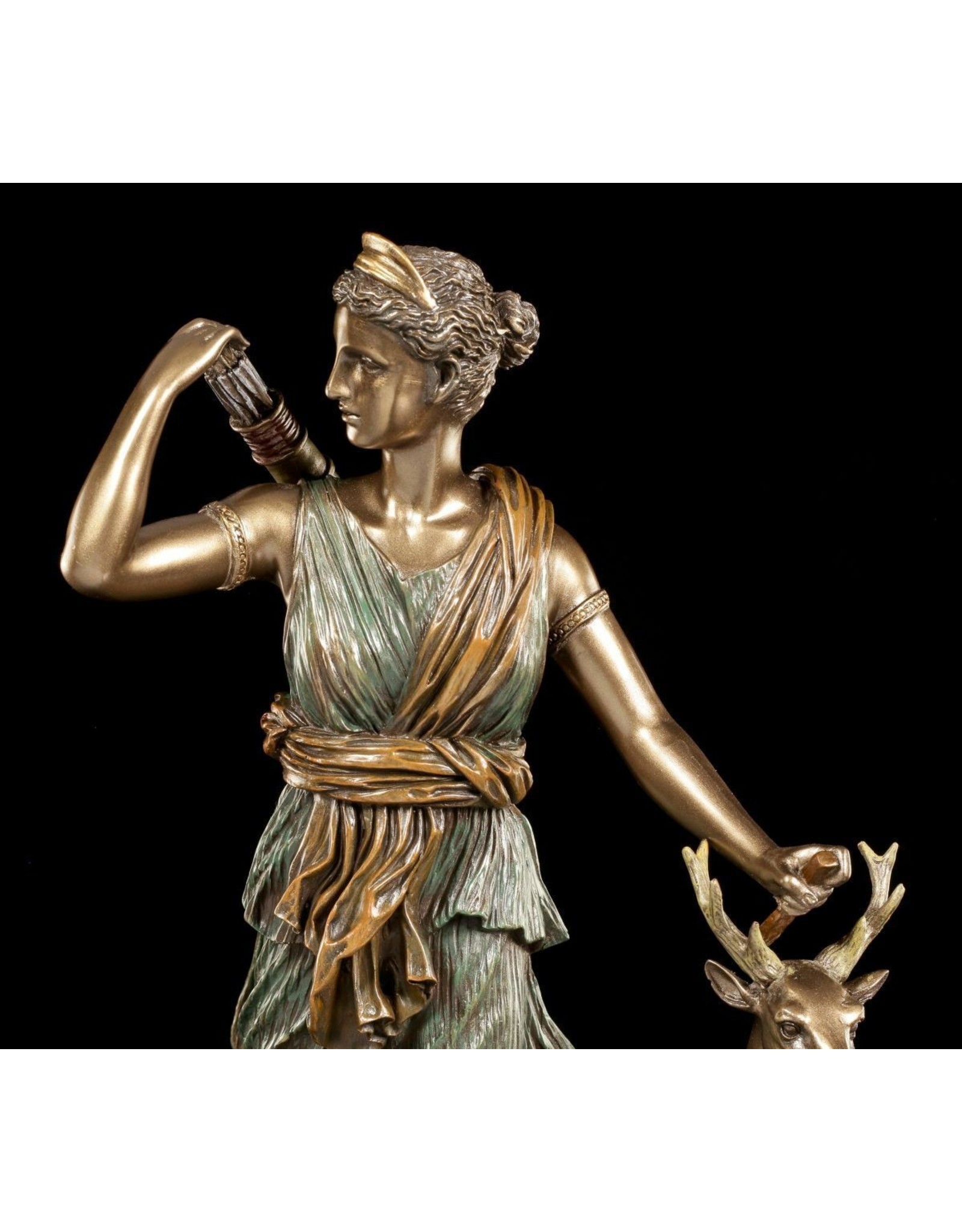 Veronese Design Giftware & Lifestyle - Roman Goddess Diana with Deer Bronzed Statue 28.5cm