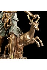 Veronese Design Giftware & Lifestyle - Roman Goddess Diana with Deer Bronzed Statue 28.5cm