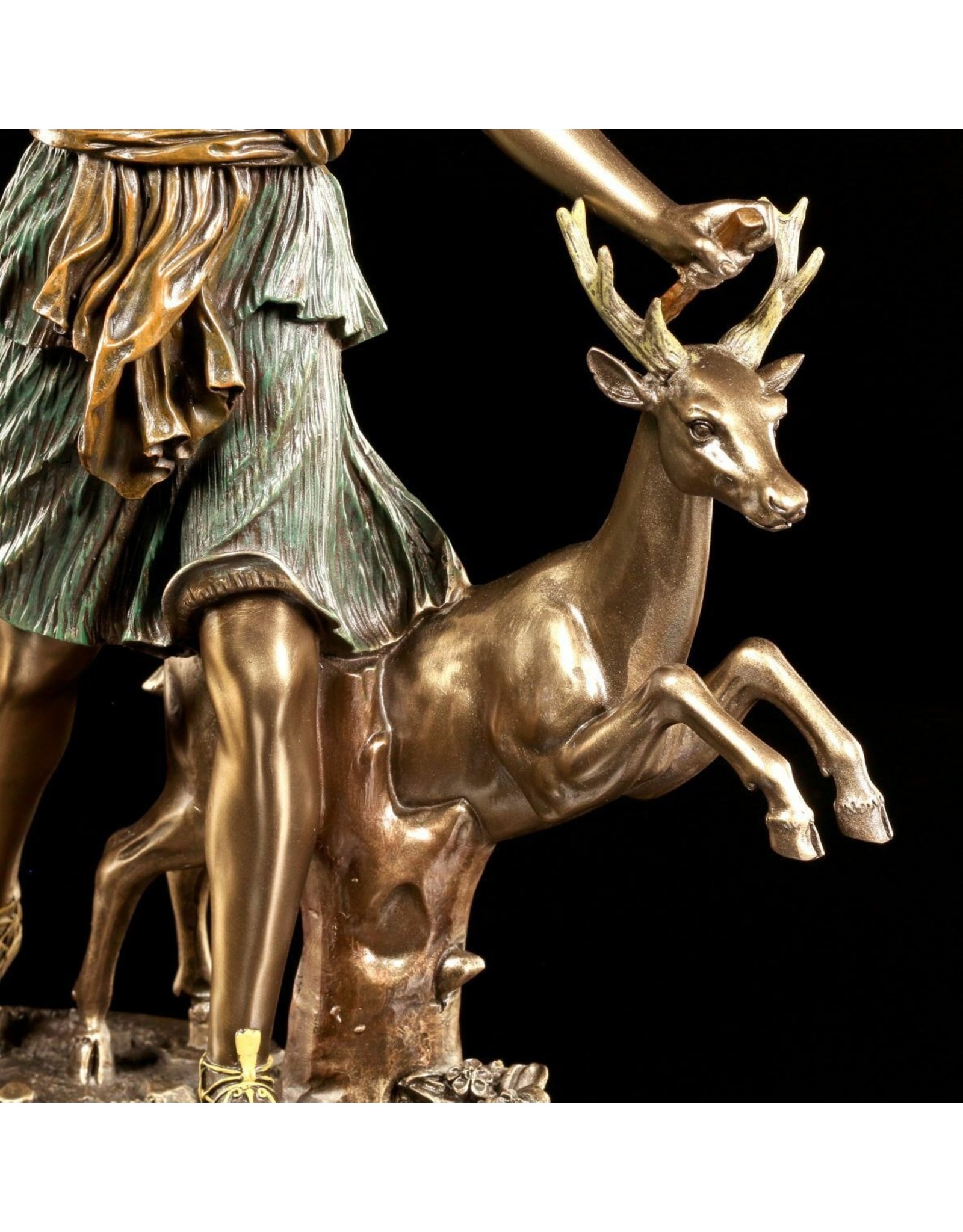 Veronese Design Giftware & Lifestyle - Roman Goddess Diana with Deer Bronzed Statue 28.5cm