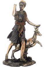 Veronese Design Giftware & Lifestyle - Roman Goddess Diana with Deer Bronzed Statue 28.5cm