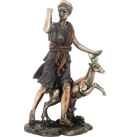 Veronese Design Roman Goddess Diana with Deer Bronzed Statue 28.5cm