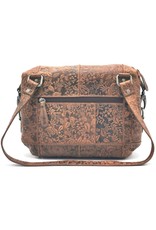 HillBurry Leather Shoulder bags  leather crossbody bags - HillBurry Leather Shoulder Bag with Embossed Floral Print Brown