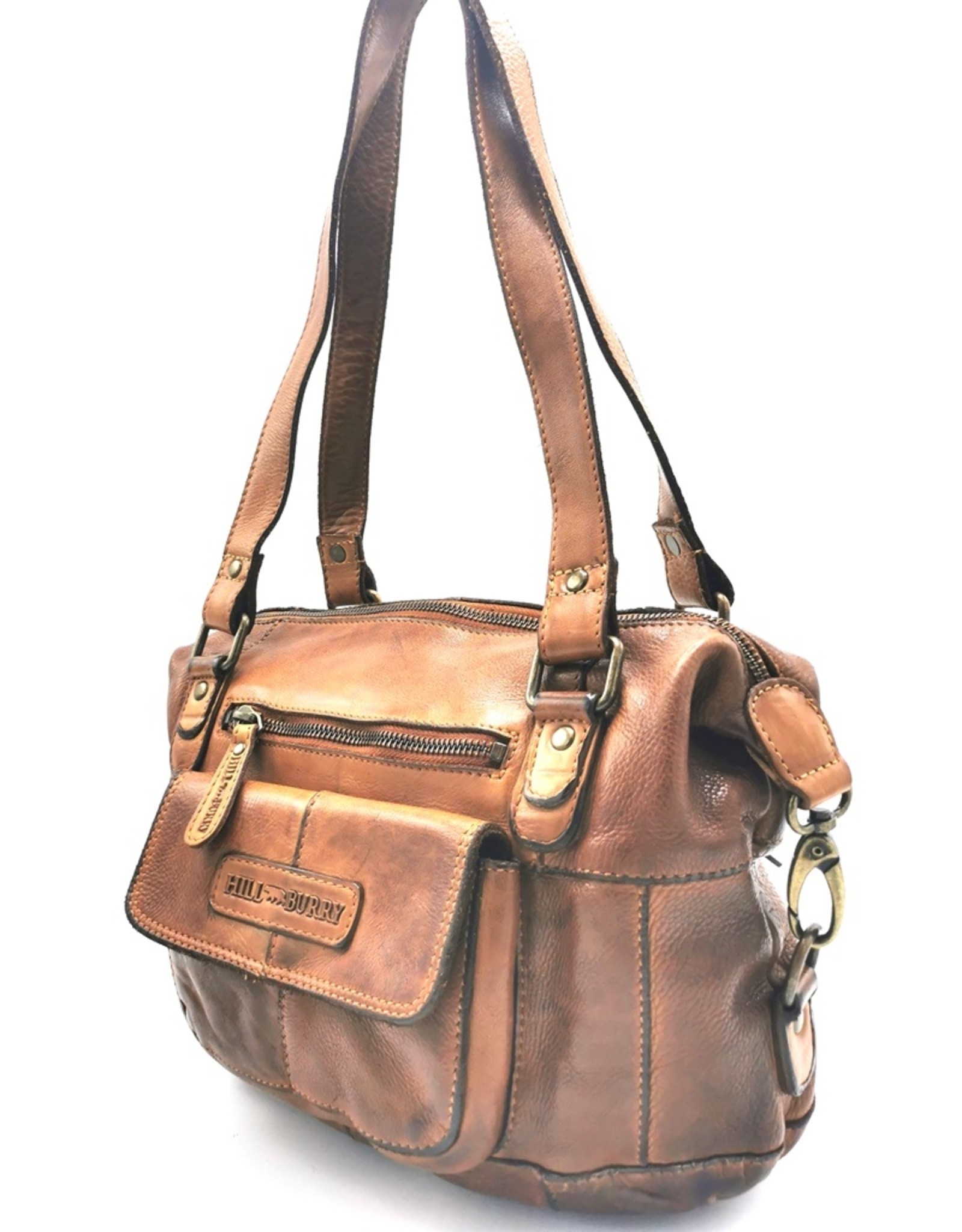 HillBurry Leren schoudertassen Leren crossbody tassen - HillBurry Schoudertas Gewassen Leer cognac (tan)