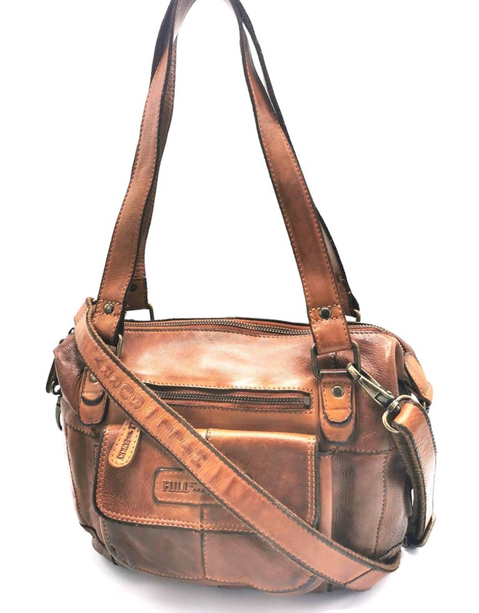 HillBurry Leren schoudertassen Leren crossbody tassen - HillBurry Schoudertas Gewassen Leer cognac (tan)