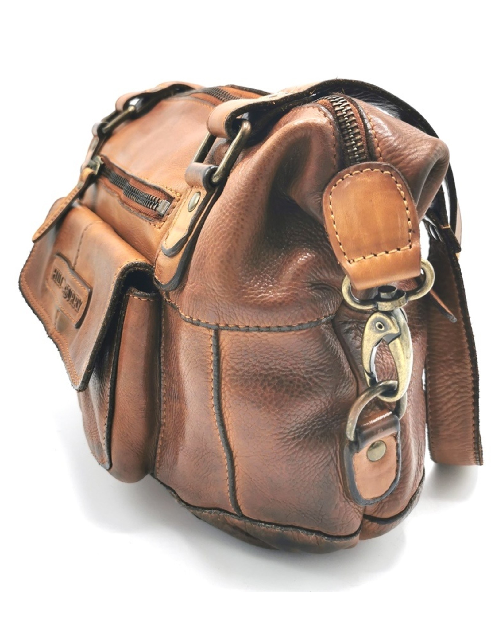 HillBurry Leren schoudertassen Leren crossbody tassen - HillBurry Schoudertas Gewassen Leer cognac (tan)