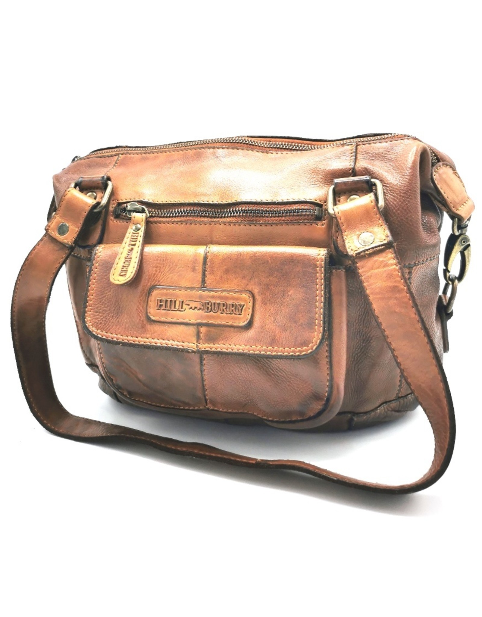 HillBurry Leren schoudertassen Leren crossbody tassen - HillBurry Schoudertas Gewassen Leer cognac (tan)