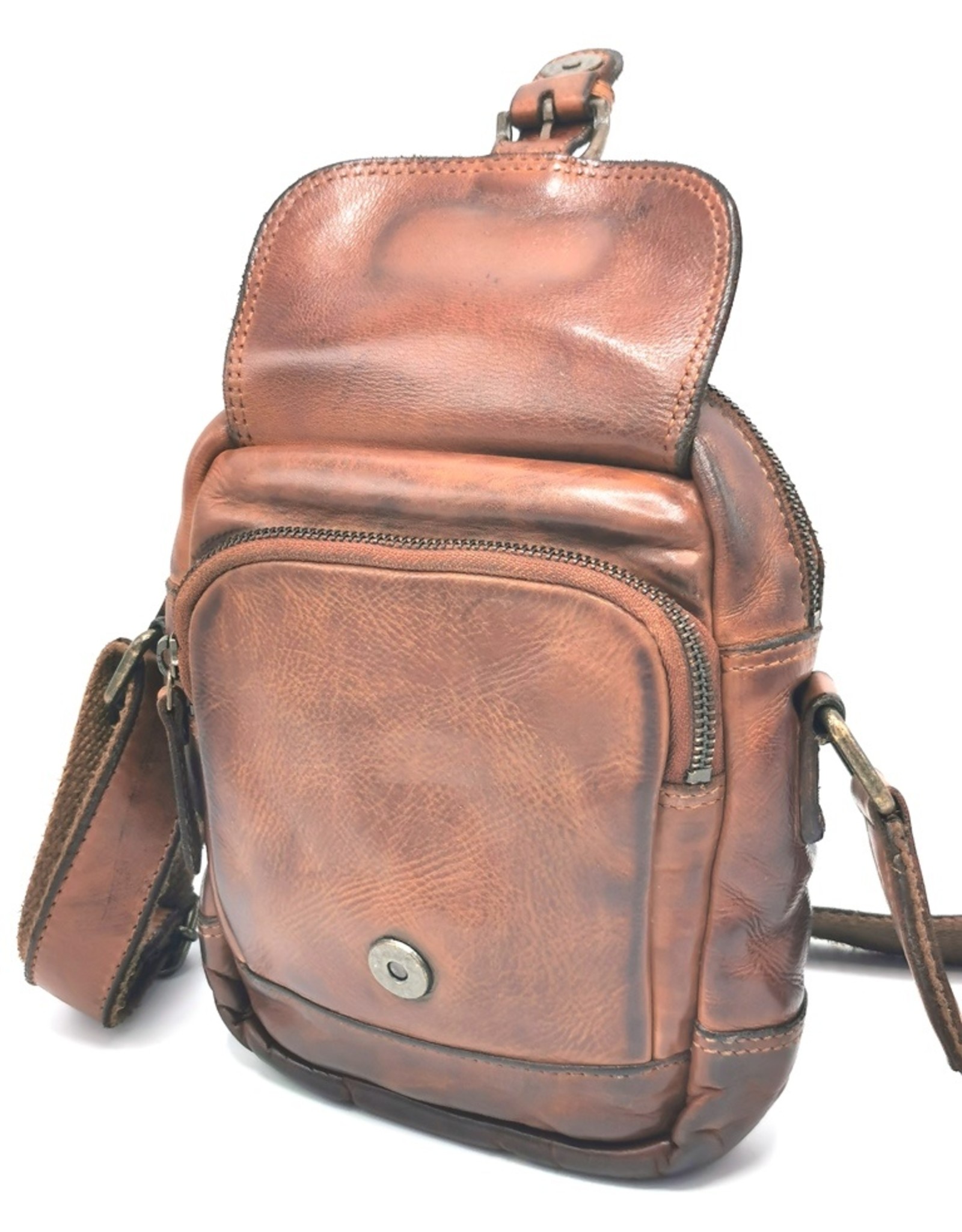 HillBurry Leather bags - HillBurry Shoulder Bag Washed Leather Small Size Tan